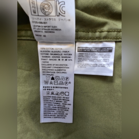 Levi’s 2X Olive Green Military Shirt Jacket Floral Embroidery Utility Shacket - Picture 11 of 11